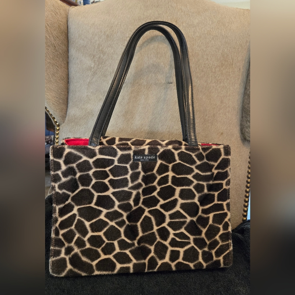 vintage Kate Spade shoulder bag  with animal print faux fur